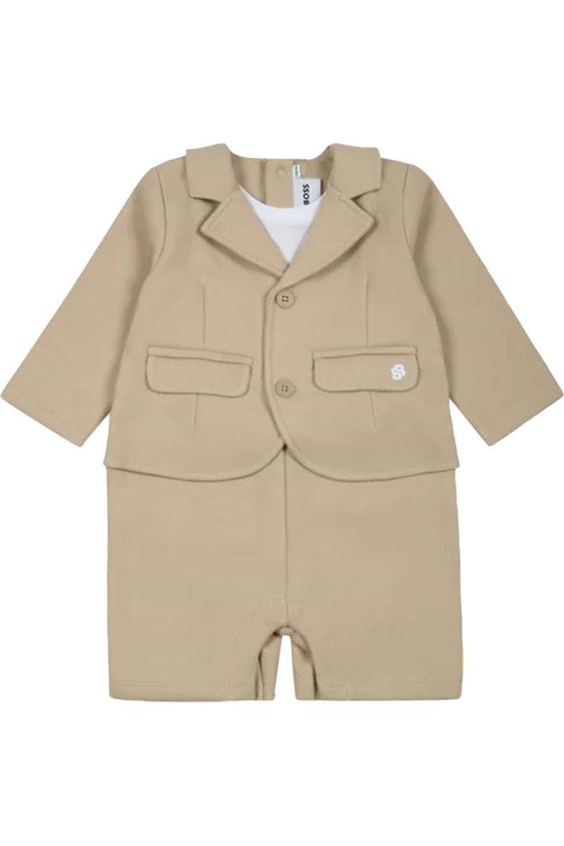 אוברול BOSS לוגו מותג רקום בצד לתינוקות Brown / 01M