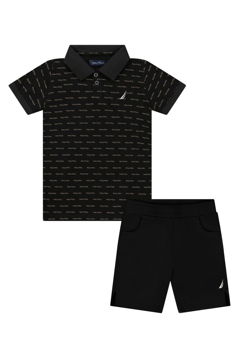חליפת טריקו NAUTICA לוגו מלא לילדים BLACK / 2Y