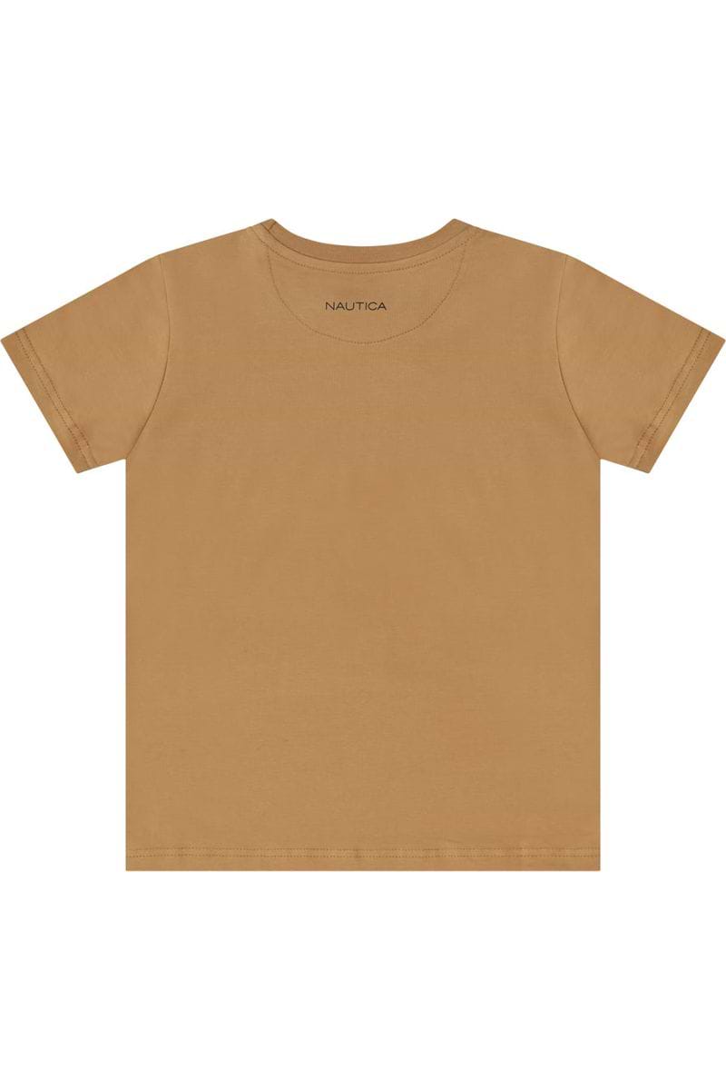 חולצת טישירט NAUTICA לוגו מותג בצד לילדים BROWN / 2Y