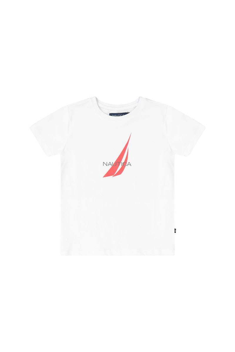 חולצת טישירט NAUTICA הדפס באמצע לילדים WHITE / 2Y