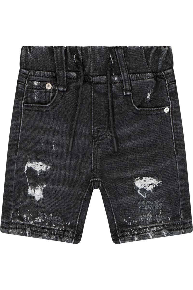 מכנסי ברמודה ג'ינס ORO גומי במותן לתינוקות Black / 3-6M