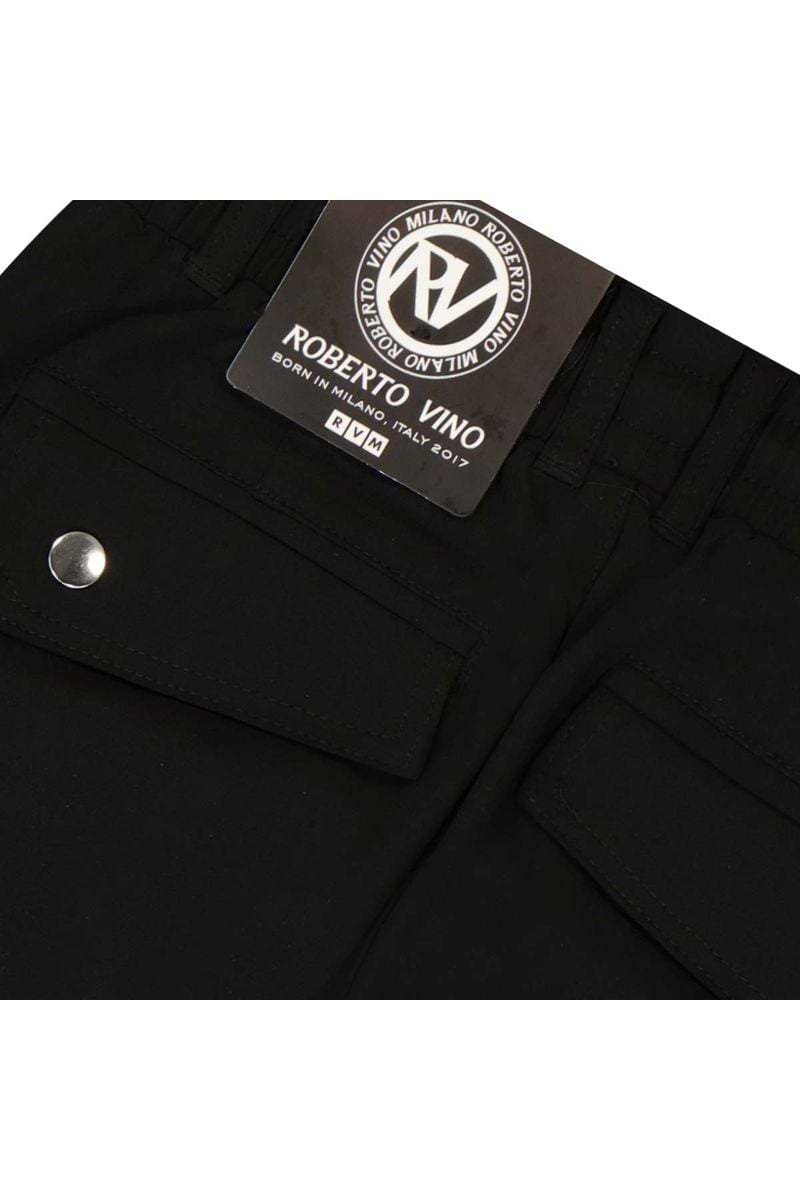 מכנסי דגמ"ח ROBERTO VINO לוגו מותג בצד לילדים Black / 4Y