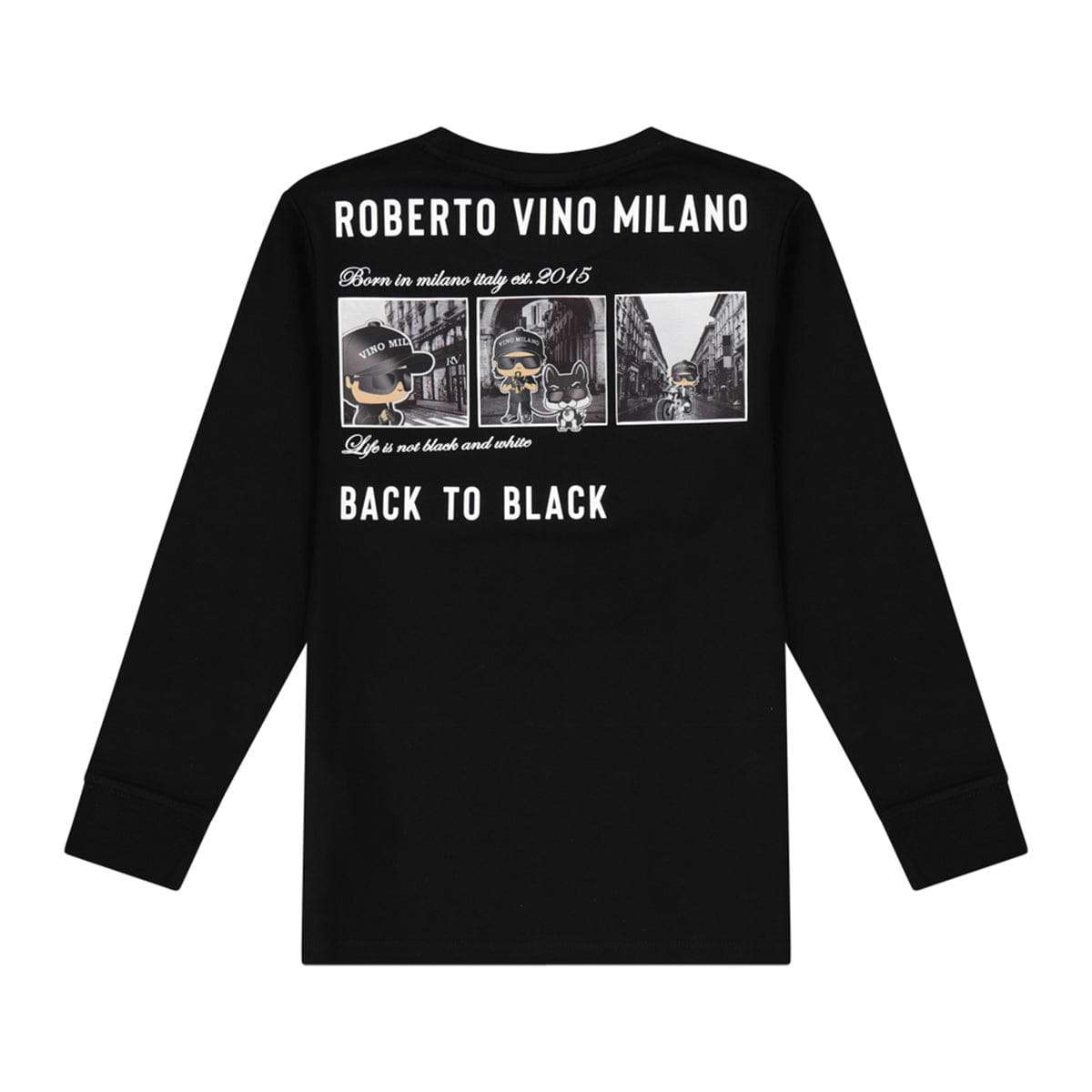 חולצת טי שרט ROBERTO VINO BACK TO BLACK ארוכה לילדים