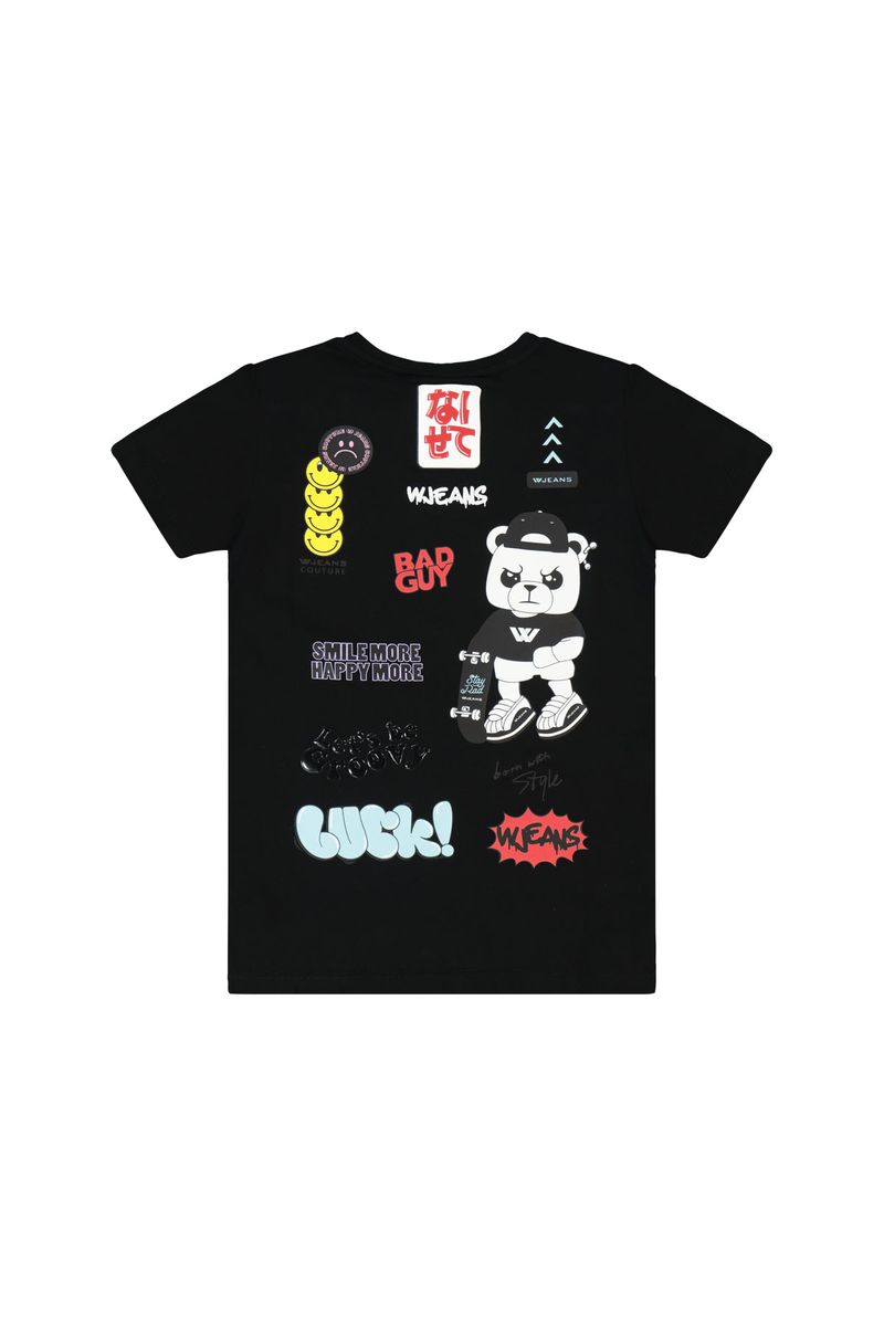 חולצת טי שרט W JEANS SMILE MORE לילדים Black / 2Y