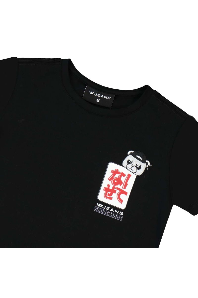 חולצת טי שרט W JEANS SMILE MORE לילדים Black / 2Y