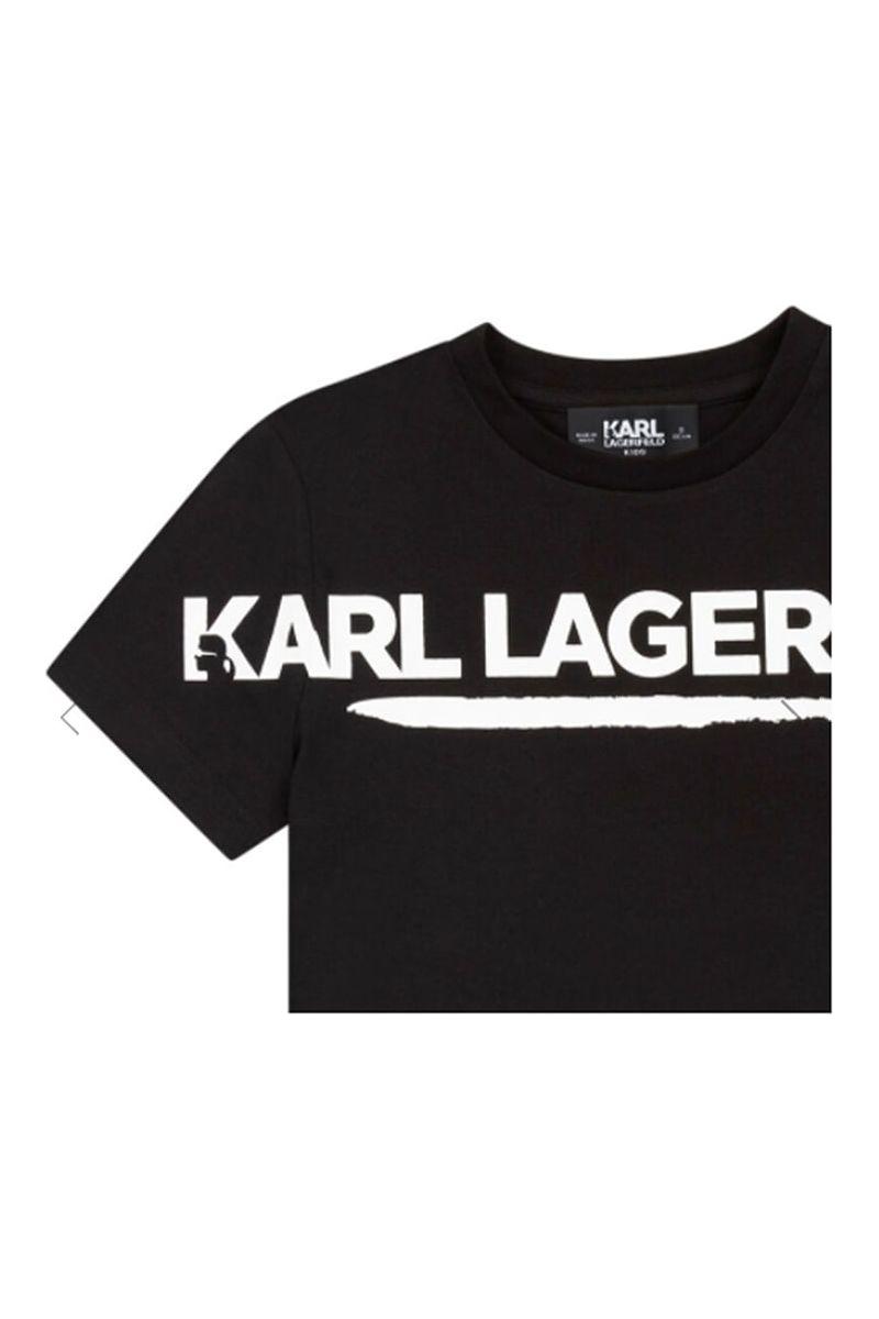 חולצת טישירט שרוול קצר KARL LAGERFELD לוגו רחב לילדים
