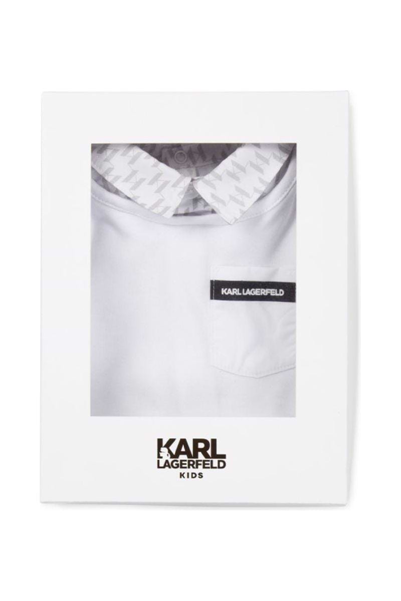 אוברול קצר KARL LAGERFELD צווארון וכיס קדמי לתינוקות