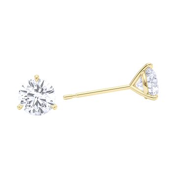 Men's 3 Prong Round Brilliant Diamond Stud Earrings 