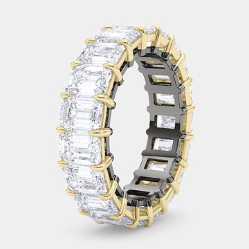 Mixed Metals Emerald Diamond Eternity Ring 