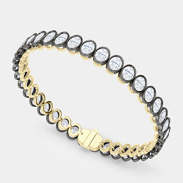 Mixed Metal Oval Bezel Bracelet 