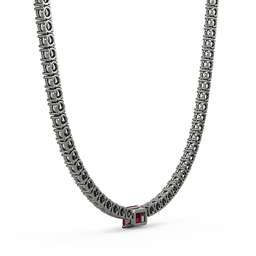 4 Prong Diamond & Birthstone Tennis Chain Necklace 