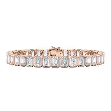 Men's Emerald Cut Bezel Diamond Tennis Bracelet 