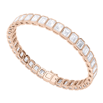 Men's Emerald Cut Bezel Diamond Tennis Bracelet 