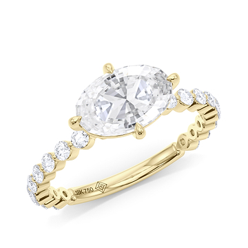 Step Cut Oval Engagement Ring 
