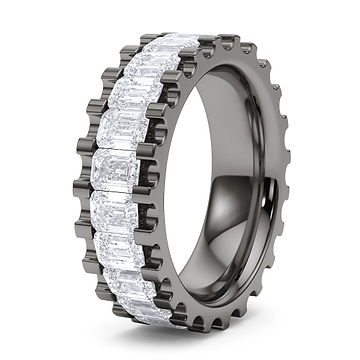 Emerald Channel Set Fluted Eternity Band 