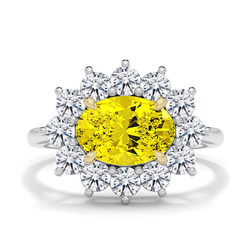 East-West Yellow Diamond Princess Ring 