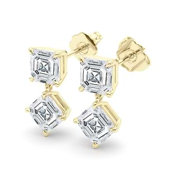 Twin Asscher Cut Diamond Earrings 