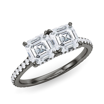 Twin Asscher Pave Ring 