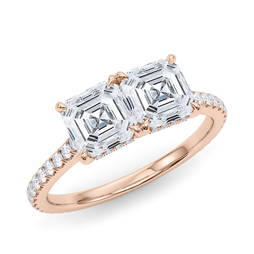 Twin Asscher Pave Ring