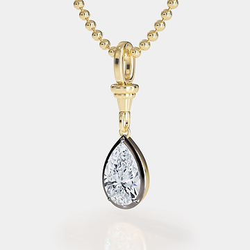 Two-Tone Ball & Chain Pear Diamond Pendant 