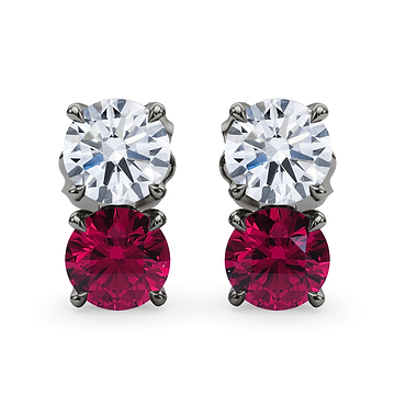 Double Diamond & Birthstone Earring 