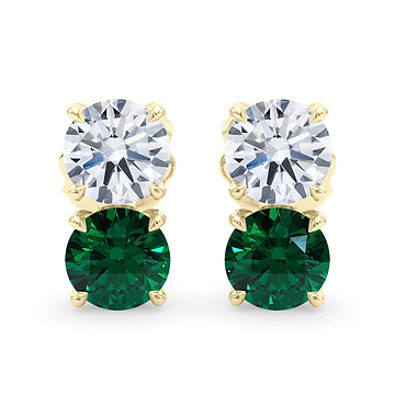 Double Diamond & Birthstone Earring 