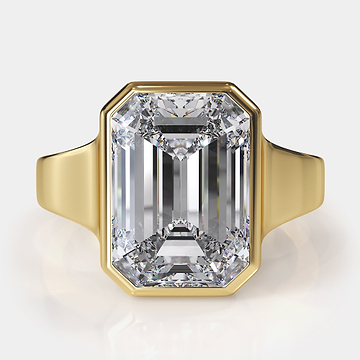 Emerald Cut Diamond Bezel Set Cigar Ring 