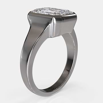 Emerald Cut Diamond Bezel Set Cigar Ring 
