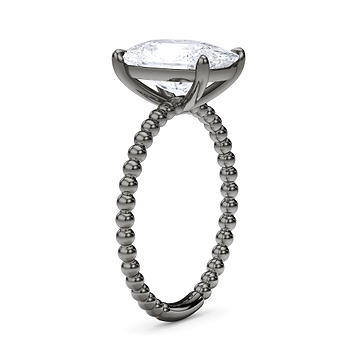 Elongated Cushion Bead Band Engagement Ring 