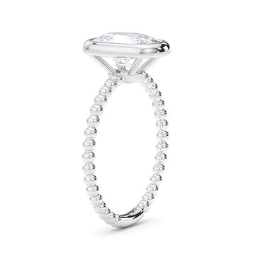 Elongated Cushion Cut Bezel Set Bead Band Engagement Ring 
