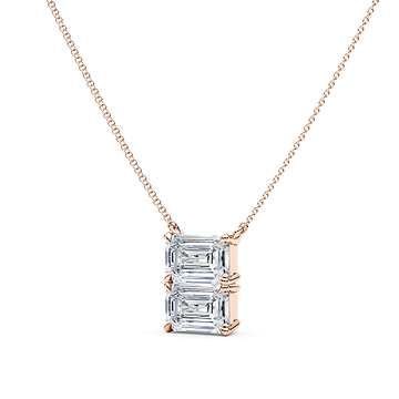 Twin Emerald East-West Diamond Pendant 
