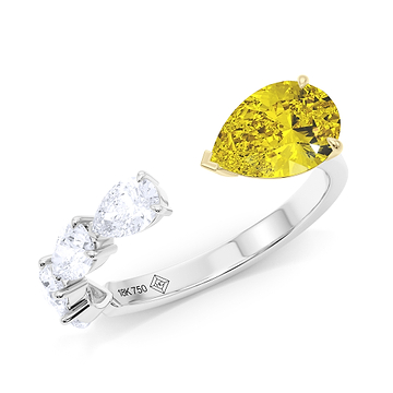 Floating Yellow Diamond Pear Ring 