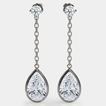 Link Chain Pear Diamond Drop Earrings 
