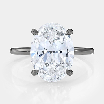 Oval Cut Hidden Halo Diamond Ring 