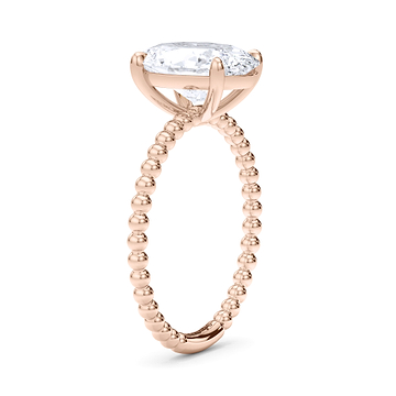 Oval Bead Band Engagement Ring 