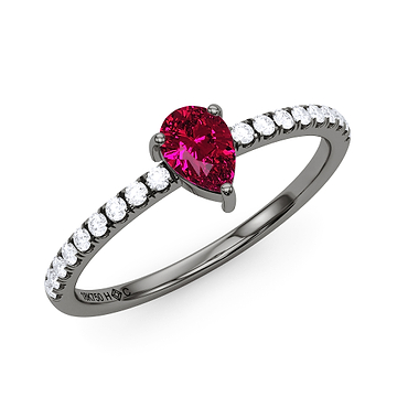 Pear Birthstone and Pave Lab Grown Diamond Ring 