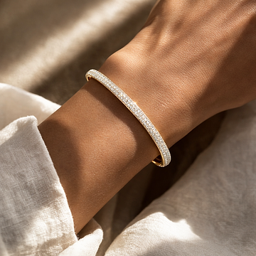 Half Pavé Diamond Bangle
