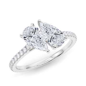 Twin Pear North South Pave Ring 