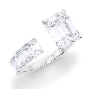 Floating Emerald Cut Diamond Ring 