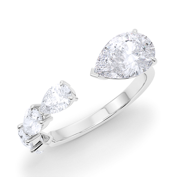 Floating Sideways Pear Cut Diamond Ring 