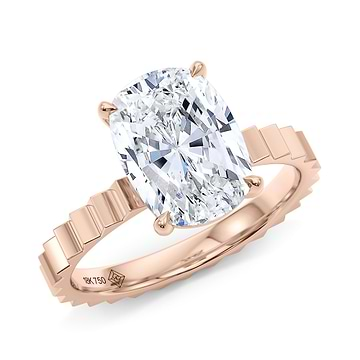 Elongated Cushion Cut Diamond Fluted Ring 