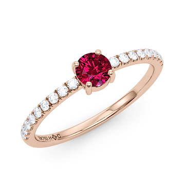 Round Birthstone and Pave Lab Grown Diamond Ring 