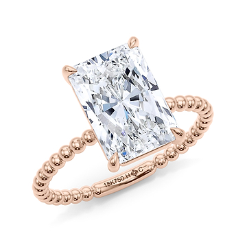 Radiant Bead Band Engagement Ring 
