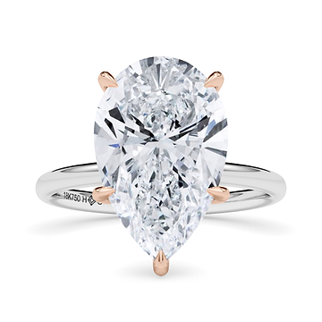 Mixed Metal Pear Cut Hidden Halo Diamond Ring 