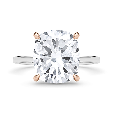 Mixed Metal Cushion Cut Diamond Ring 
