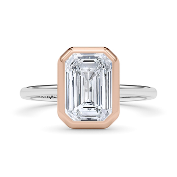 Mixed Metal Bezel Emerald Diamond Ring 