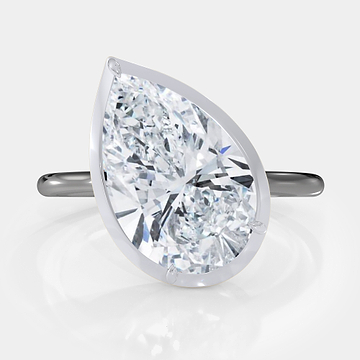 Two-Tone Tilted Pear Diamond Ring 