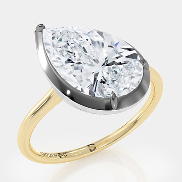 Two-Tone Tilted Pear Diamond Ring 