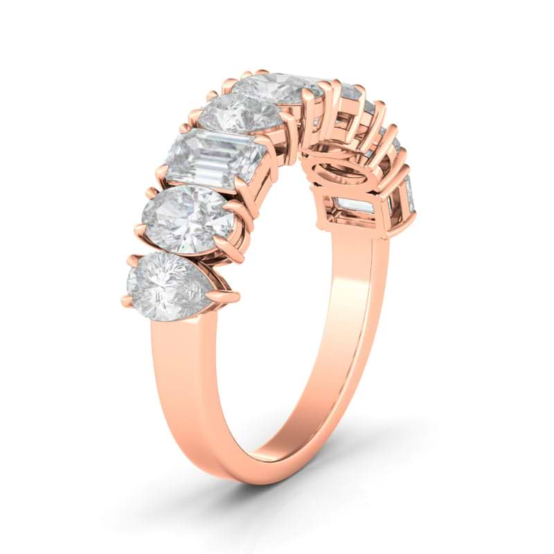 Women's Pear-Oval-Emerald Diamond Half Eternity Band Lab Created Diamond Eternity Bands