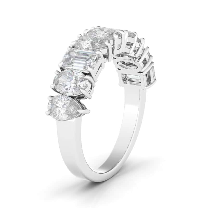 Women's Pear-Oval-Emerald Diamond Half Eternity Band Lab Created Diamond Eternity Bands
